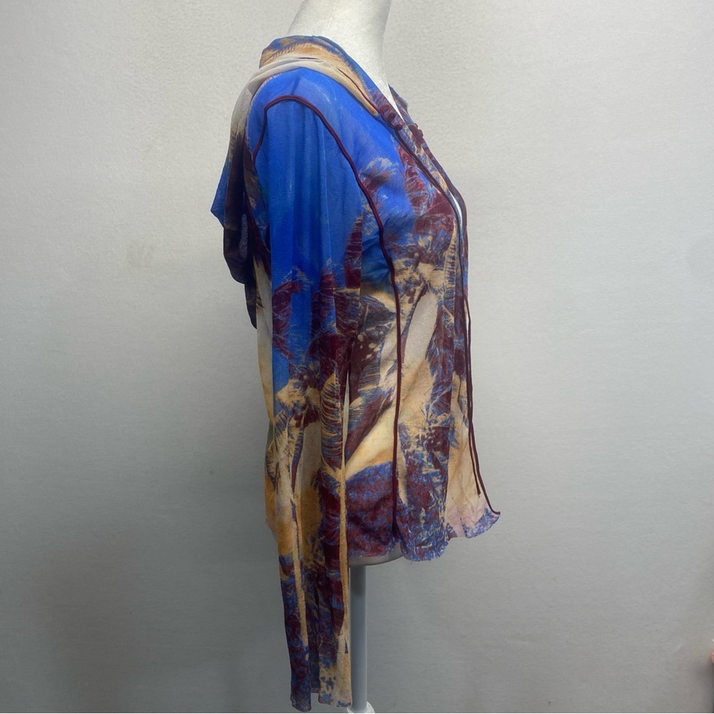 🌴 Jean Paul Gaultier Vintage‎ Soleil Palm Tree Mesh Cardigan with Hood L Brat - Picture 4 of 16